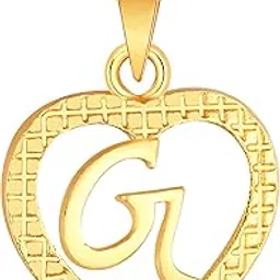 Stylish Jewellery 'G' Letter Heart Pendants for Girls Women Men Unisex Locket Alphabet Pendant with Chain in Crystal Jewellery Set for Women Gold plated Pendant-image-22