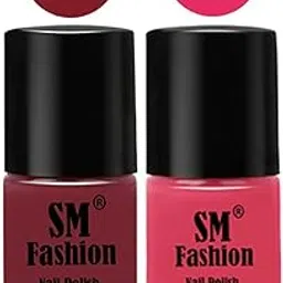 SM FASHION Long Lasting Nail Polish | Nail Paint Combo 7 ml Each) - Set of 2 Lip-Dark Rose Pink-image-61