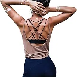 oyanus Womens Summer Workout Tops Sexy Backless Yoga Shirts Loose Open Back Running Sports Tank Tops Cute Muscle Tank Sleeveless Gym Fitness Quick Dry Activewear Clothes for Juniors Bisque S-picture-15