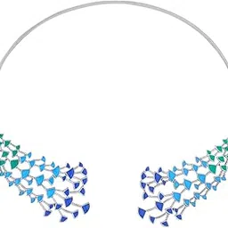 yellow chimes Open Choker Necklace for Women | Fashion Blue Cuff Collar Choker Necklace for Girls | Peacock Style Open Chokers | Western Necklace for Girls Birthday Anniversary Gift for Women Wife-picture-55