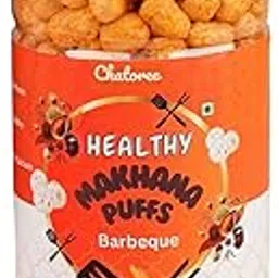 Chatoree Healthy Makhana Puffs | Barbeque Flavor | Healthy Puffed Snack | Gluten-Free, Trans-Fat-Free | Healthy Snacks | No Cholesterol | Calcium Rich | Phool Makhana 50ml Storage Container, Pack of 1-image-0
