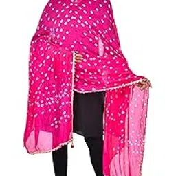 pk hub Women's Jaipuri Rajasthani Silk Bandhani Bandhej Multi And Single-Colored Dupatta With Small Mugji Border And Latkan-picture-13