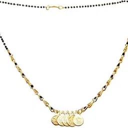 smarnn Gold Plated Black Beads Laxmi Ginni Mangalsutra Chain Kanthi for Women-picture-27