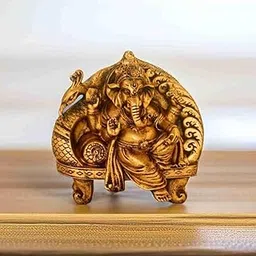 Manish Craft Present Handpainted Blessing Lord Ganesha with Peacock Decoraive Showpiece Figurine-image-13