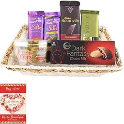 SFU E Com Premium Premium Chocolate With Beautiful Basket | Valentine Chocolate With Love Greeting Card | Valentine Chocolate Hamper | 524-picture-37