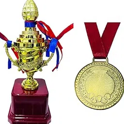 10.5-Inch Gold Trophy with Medal Set - Large Award Combo F-366-picture-12