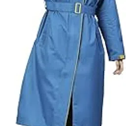 zeel Rain Coat for Women Waterproof High Neck Polyester Rainwear with Adjustable Drawstring and Pocket, Hooded Long Rain Coat Jacket with Belt,DIVA-picture-39