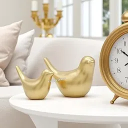 Cold Cast Resin Beautiful Statue for Home Decor & Office Decor II Living Room II Guest Room II Office Desk II Gift Items II Showpiece II Desk Organizer (Golden Bird Pair)-picture-17