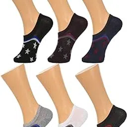 me stores Men's Anti Skit Loafer Socks no show socks (Star) -Pack of 6 pairs-picture-35