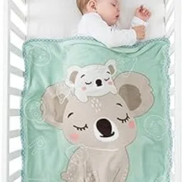 Premium Ultra Soft Baby Blanket Warm &Lightweight Blanket for Newborns & Kids|Cozy, Skin-Friendly, Breathable Baby AC Blanket with Cute Animals Print (Mint Green)-picture-16