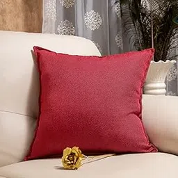 Khooti Decorative Jute Square Cushion Cover Throw Pillow Cover for Living Room Couch Diwan Single Seater Sofa, Colourful Modern Small 20 x 20 Inches / 50 x 50 cm (Colour - Red)(Set of 1 Piece) C2-50 TC-image-55