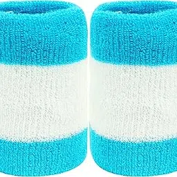 Neska Moda Unisex Pack of 2 Blue and White Striped Cotton Wrist Band-picture-25