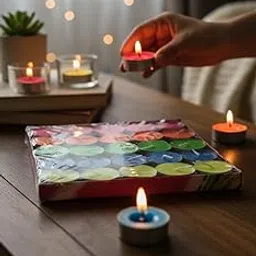 Colourful Tealight Candles Set, Multicolor, Unscented Tea Lights Collection for Home Decor, Relaxation, Pack of 50-picture-19