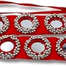 Women Mirror & Moti Work Handmade Belt For Saree & Lehenga-image-43