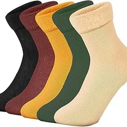 starvis Winter 4 pcs Adult Thick Warm Fleece Lined Thermal Ribbed Snow Wool Fur Socks Plush Girls/Women Fashion Fuzzy Solid Color Velvet Snow Socks(Random Color)-picture-14