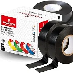 POLY MOON Black Electric Tape insulation tape Black pvc tape flame retardant wire repair waterproof adhesive electrician tool 15mm 7m (12)-picture-27