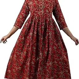 varicos Women's Cotton Maroon Jaal Printed Maternity Dress Pregnancy Casual 3/4 Sleeve Dual Zipped for Feeding Nursing Maternity Dress Kurta- 44-picture-37