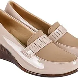 liyu立宇 Liyu Women Embellished Loafer-Style Wedge Heels, Elegant Slip-On Closed Toe Shoes For Office Wear And Formal Outfits-picture-19