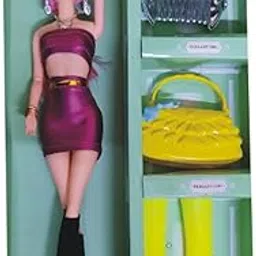 BKDT Marketing Beautiful Doll Toy Character Playset for Girls with Moveable Elbow, Hands, Knees, Arms & Legs with Doll Accessories - Shoe, Crown & Purse ( Pink Color) image 1