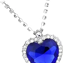 amiluv collections Elegant Heart-Shaped Blue Stone Pendant Necklace for Women, Crystal Pendant With Chain (Set of 1)-picture-44