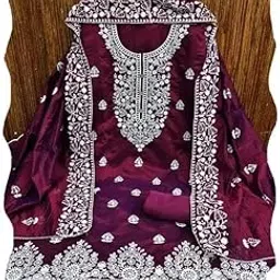 skyfiesta Stylish Womens Chanderi Cotton Unstitched Salwar Suit Material with Dupatta | Salwar Suit Material for Womens & Girls | Lightweight & Breathable Fabric-picture-17