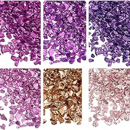 sourcing map 6 Colors Crushed Glass Chips, 1-4mm Irregular Glitter Metallic Glass for Craft DIY Jewelry Vase Filler Epoxy Resin Decoration 28g Pink Color Series-picture-19