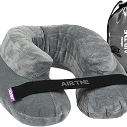Cabeau Air TNE Evolution Inflatable Travel Neck Pillow Lightweight Inflatable Core Customized Fit Adjustable Clasp with Compact Carry Case for Comfort On-The-Go (Slate Grey)-image-2