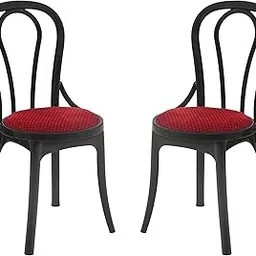 Supreme Pearl Cushion Dining Plastic Chair (red/Black), (2 pcs), (Model: PEARLBlk-Red__2)-picture-17