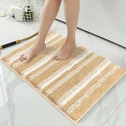Luxe Home Capetown Bath Mat Super Soft Microfiber Anti Slip Washable Floor Mat for Bathroom, Bedroom, Home - (Lt. Beige, 40x60 cm) Pack of 1-image-98