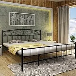 MASCO International PVT LTD Antlia Metal King Bed Without Mattress Black-picture-22