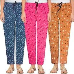 women printed cotton Pyjamas for comfort night wear pack of 3 multicolour combo-image-84