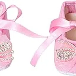 Coco Candy Ribbon New Born Infant Baby Booties with Silver Bow - Pink, 3 Months to 12 Months-image-46
