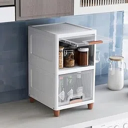 HAVEU 2 Tier Drawers for Storage Cabinet/Plastic Storage Drawer/Cupboard for Multipurpose Storage Organizer/Stackable Storage Box/Multipurpose Storage Rack/Plastic Wardrobe Organizer (White)-picture-17