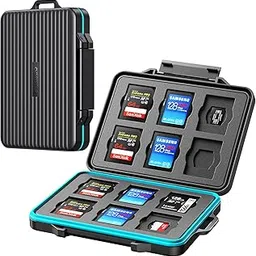 ORICO EVA SD Card Case Holder for Memory Cards,24 Slots Professional Water-Resistant Anti-Shock Holder for 12TF Card and 12 SD Card Protector Storage with Carabiner and Label-image-30