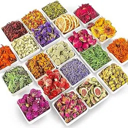 [Latest] 21 Pack Dried Flowers for Candle Making, 100% Natural Dried Herbs Kit for Soap Making, Bath, Resin Jewelry Making, Bulk Dried Flowers Include Lavender, Rose Petals, Rosebuds, Leaves, Lemon.-picture-65