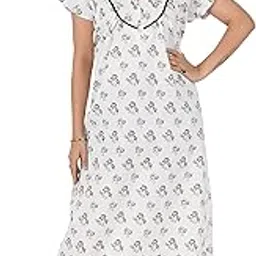 Flosee Women's Floral Printed Light Weighted Fine Quality Cotton Blend Nighty/Maxi/Nightwear/Nightgown-picture-21