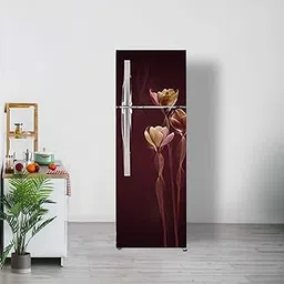WHITECRAFTS Unique Flower Design Double Door Fridge Vinly Sticker Wallpaper for Fridge/Almirah/Table Peel & Stick Self-Adhesive Sticker, Water Proof Door Sticker Decorative Size (24x63 inch)-picture-11