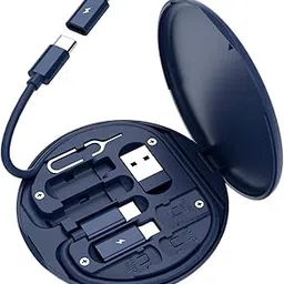 5-in-1 Multi USB Charging Adapter Cable Case with Multiple Connector Convertor Adapter Kit with USB-A & USB-C to Male Micro/Type-C/Tray Eject Pin & Portable Phone Holder Storage Box-image-30