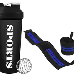 Shaker Bottle Premium Combo of Gym Shaker Bottle with Wrist Support Band Gym & Fitness Kit l Weightlifting l Powerlifting lWrist Wrapl Gym Shaker l Shaker Bottle l Gym Water Bottle (700) ml (Blue)-picture-18