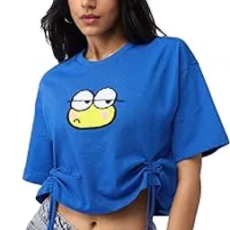 Cropped T-Shirt: Women and Girls Short Sleeves Round Neck Embroidered Cotton Lightweight Everyday Streetwear Oversized Cropped T-Shirt-image-42