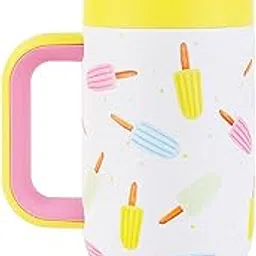 House of Quirk 530ML Kids Tumbler Stainless Steel with Handle & Lid – Leakproof Hot & Cold Travel Mug, Double Wall Vacuum Insulated, Fits Car Cup Holder (Popsicle Parade)-picture-20