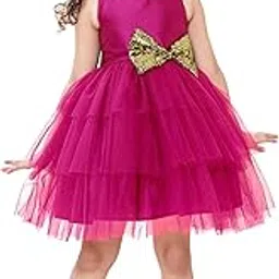 A.T.U.N. (ALL THINGS UBER NICE) Girls Cotton A-Line Knee Length Keyhole Dress | Birthday Party Stylish Dress for Special Occasions-picture-15