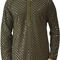 jompers Men's Sequin Embroidered Pure Cotton Kurtas.-picture-36