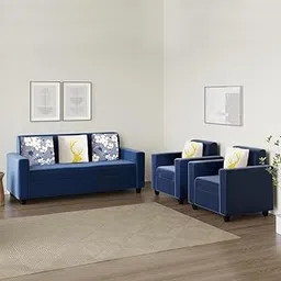 FURNY Clorida 5 Seater 3+1+1 Fabric Sofa Set (Blue)-picture-20