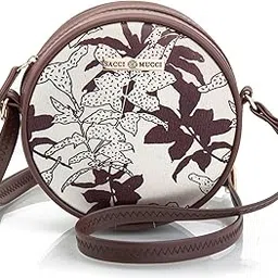 sacci mucci Women's Full Moon Vegan Leather and Canvas Round Sling Bag for Women and Girls | Crossbody |Trendy | Ladies Purse | Side | Shoulder Bag-picture-13