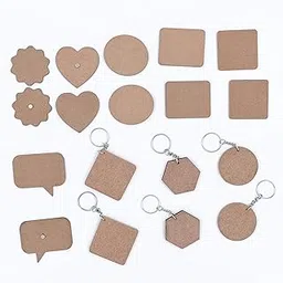 IVEI MDF Plains/Resin Pour Blanks DIY Mixed Bag - 12 Magnets and 6 Keyrings for Craft and Activities/Decoupage-picture-26