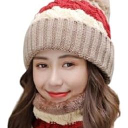 alexvyan Women's Wool, Acrylic Cap (Alexvyan Purple Twist Cap & Scarf_Brown_Free Size).-picture-20