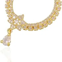 cz stone Fashionable Gold Plated American Diamond Nosepin with Star Motif image 1