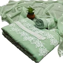 hmp fashion Womens Georgette Embroidered Thread Work Churidar Unstitched salwar suit set with dupatta pakistani suit embroidery thread work ladies suit salwar with dupatta, Free Size-picture-29