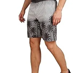 bullmer Regular Fit Cotton Blend Summer Shorts for Men - Pack of 1 | Printed Shorts for Men Grey-picture-11